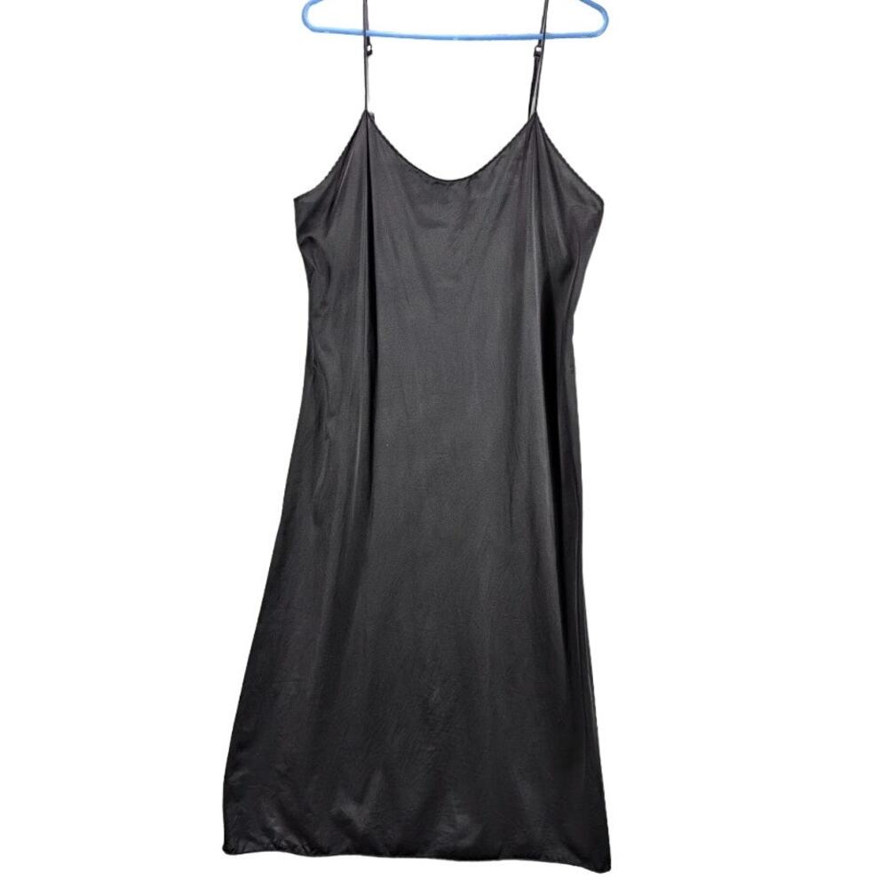 Vintage Vanity Fair Nightgown Womens 36 32 44 Slip Dress Black Nylon Made in USA